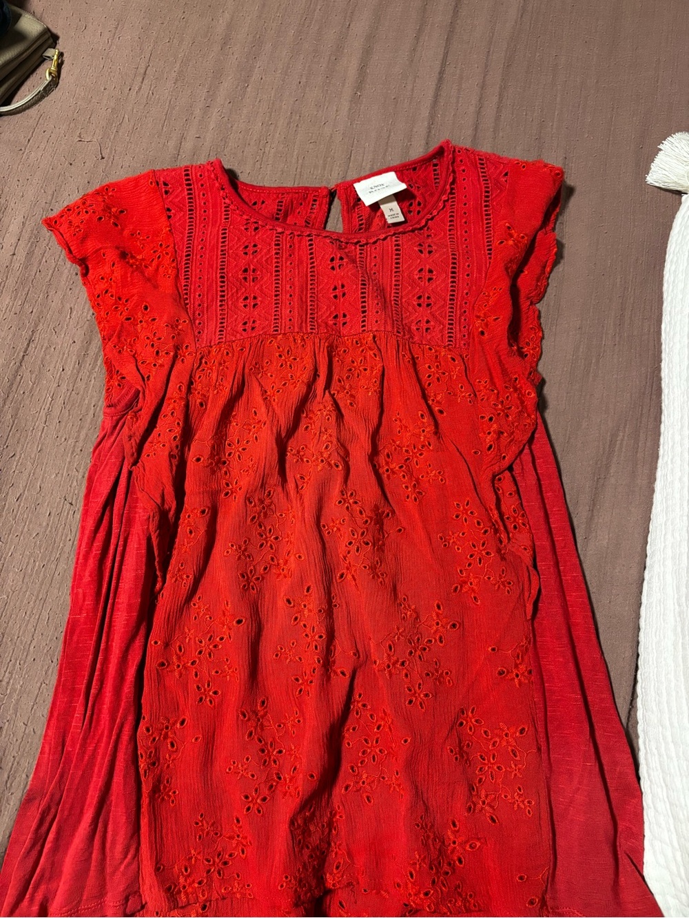 Women’s Red Eyelet Knit Too